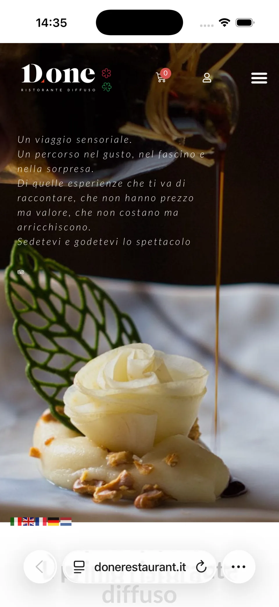Anteprima di un sito su smartphone