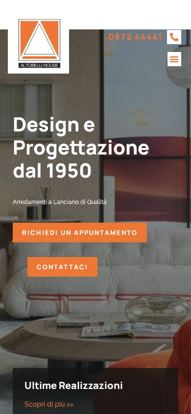 Altobelli House — website on mobile