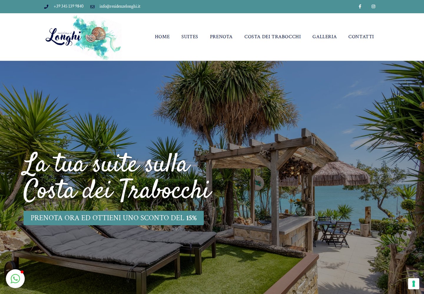 Residenze Longhi — website on desktop