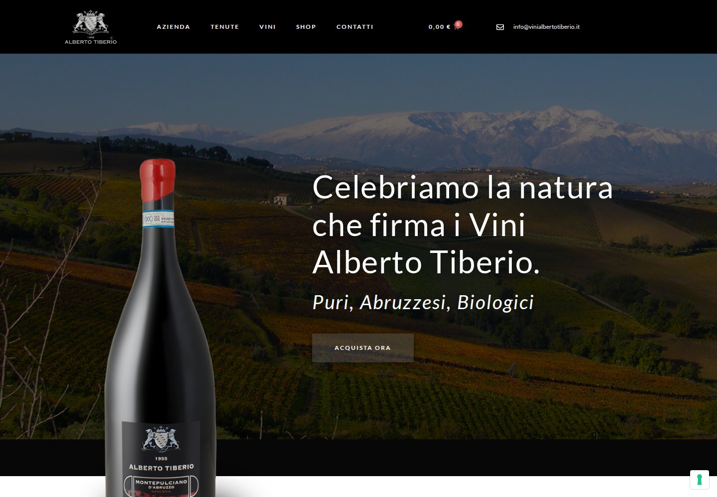 Vini Alberto Tiberio — sito su desktop
