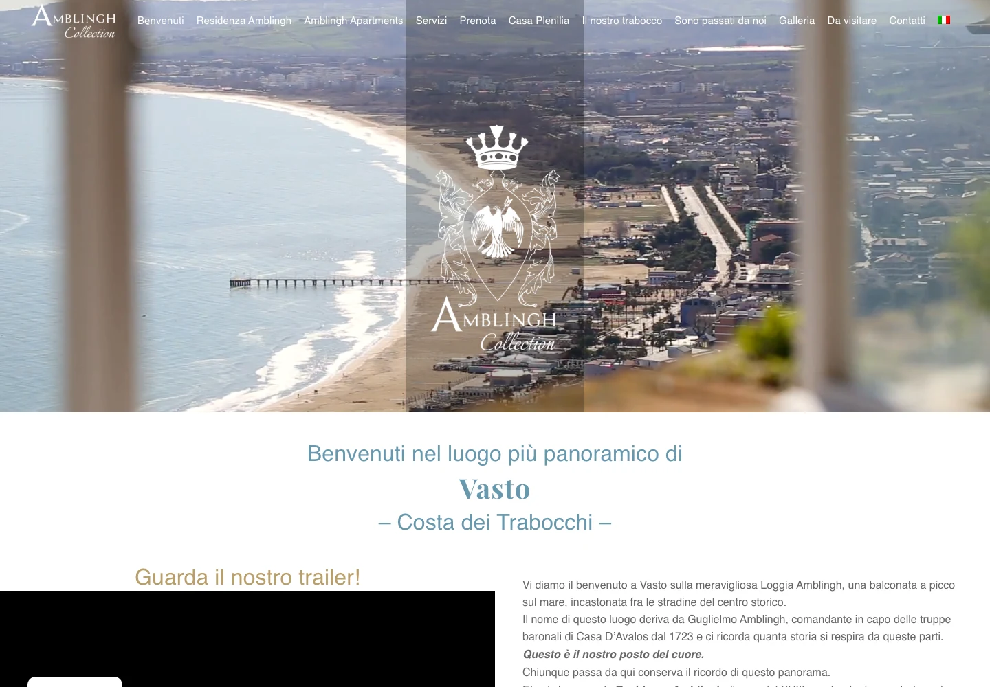 Sito di Residenza Amblingh in versione desktop